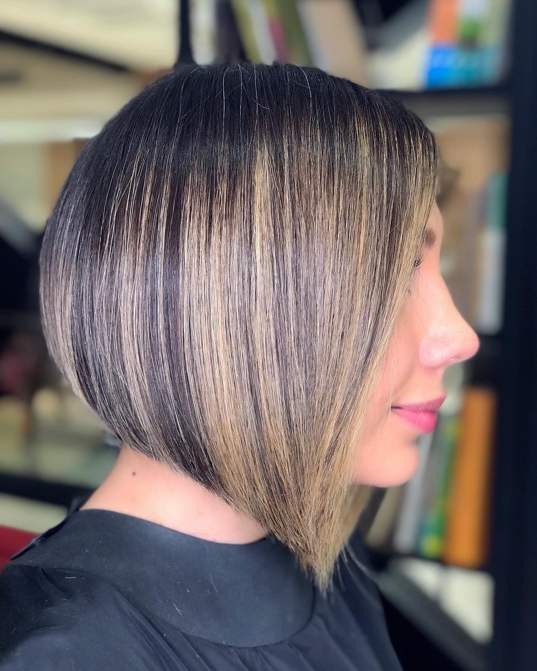 Perfectly Shaped Angled Bob with Highlights