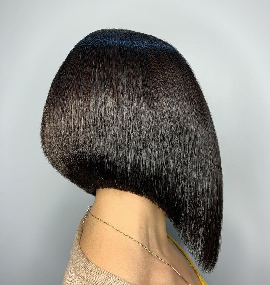 High-Shine Sculptured Brunette Concave Bob