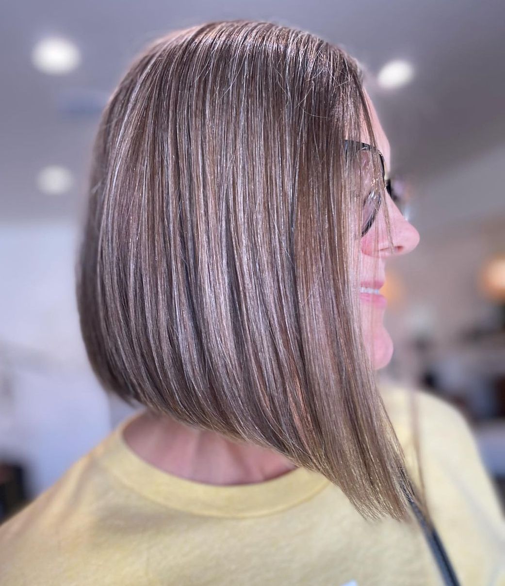 A-Line Brown Gray Lob with Long Front