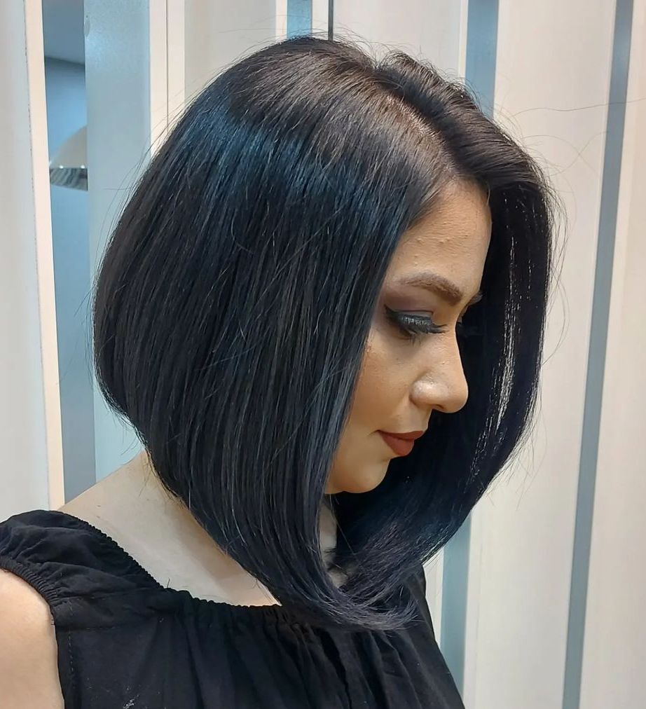 Polished Curled Under Black Bob